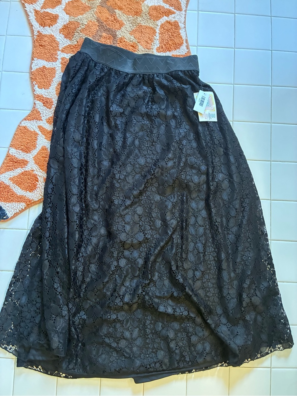 LuLaRoe Black Lace Maxi Skirt Sara Small NWT